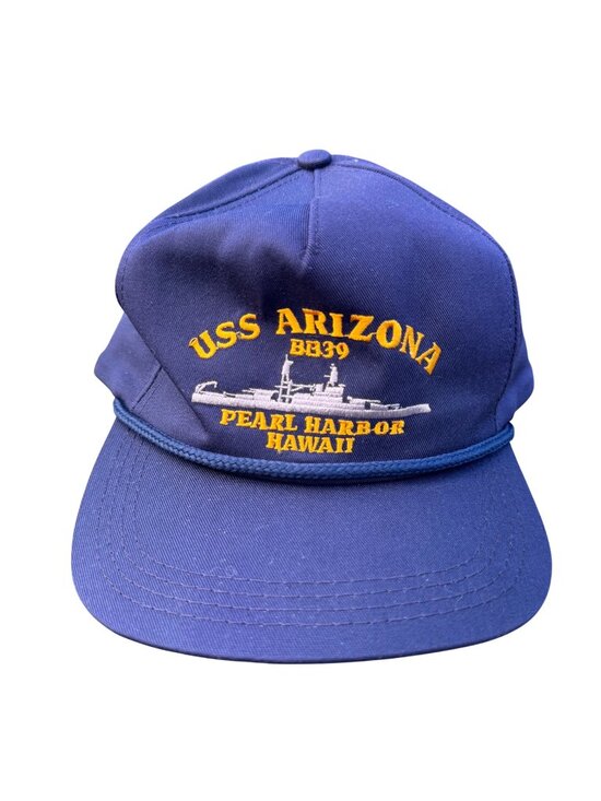 Other - Pearl Harbor HI Snapback USS Arizona BB-39 Rope Hat Navy Blue One Size USA Vtg
